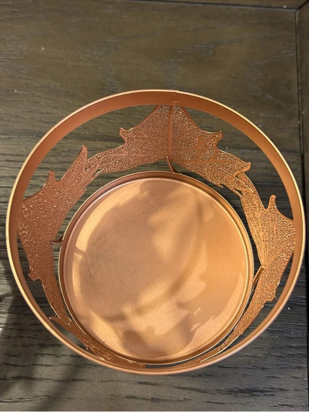 Decorative Metal Leaf Candle Holders - Copper Brown (Set of 2)